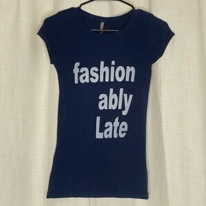 Navy Blue Graphic Tee - Fashionably Late